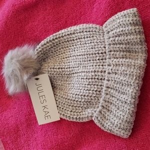 Soft gray pom beanie